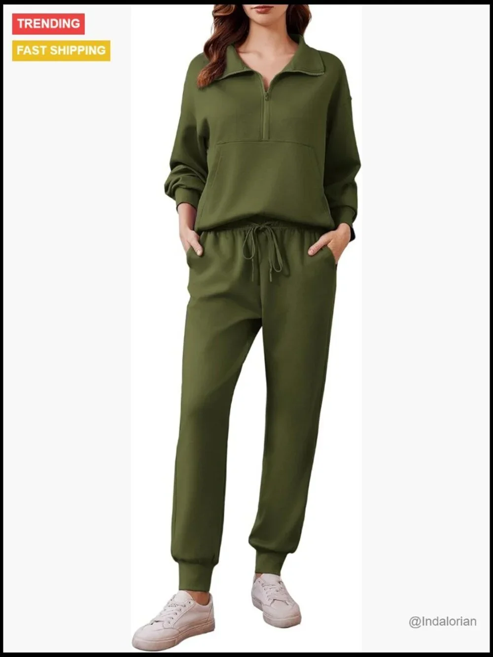 Long Sleeve Tracksuit Joggers Set Half Zip Sweatsuit Matching Set